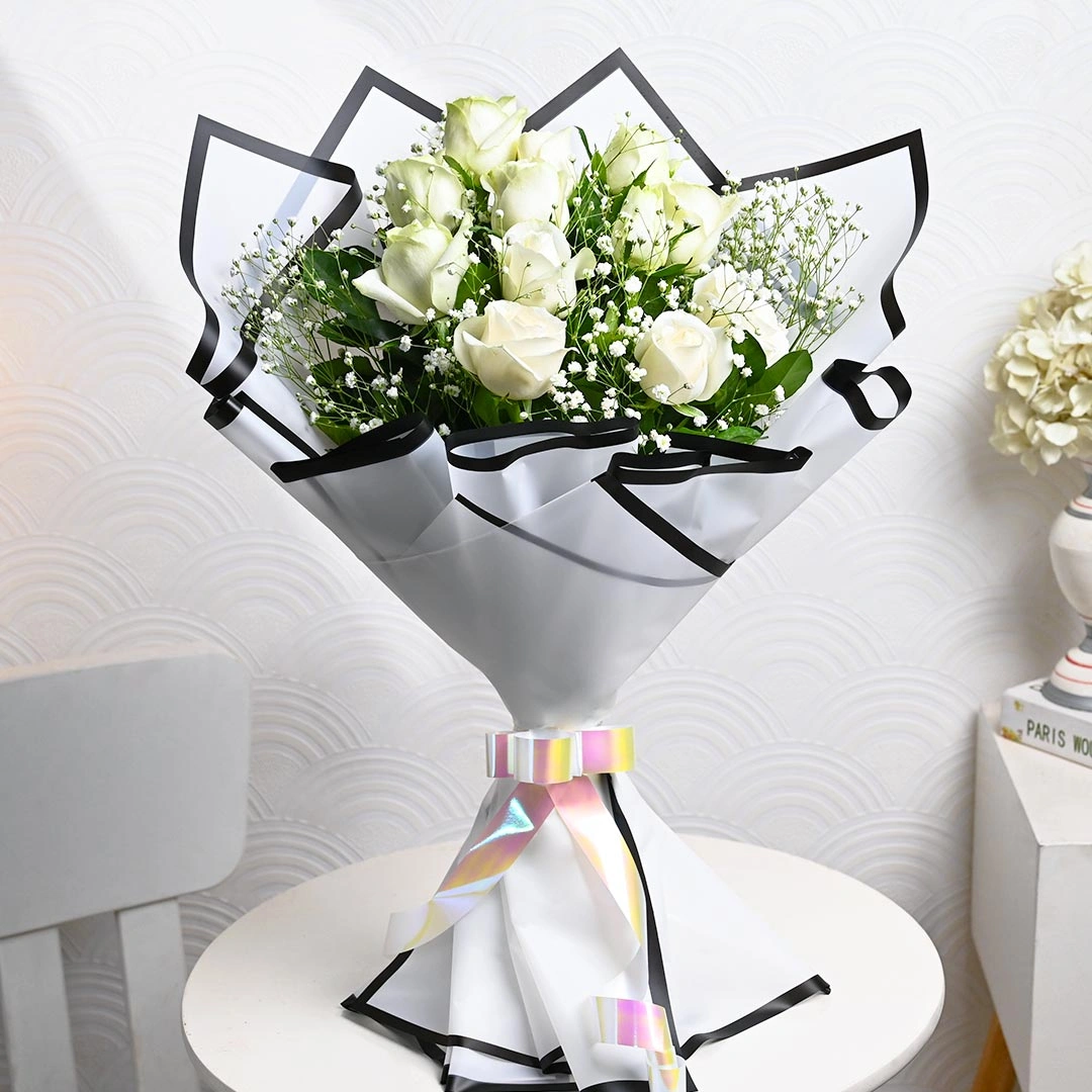 Eternity White Roses Flowers Bouquet