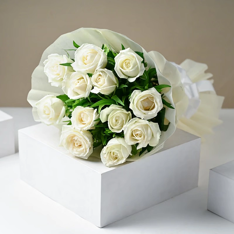 Eternity White Roses Flowers  Bouquets