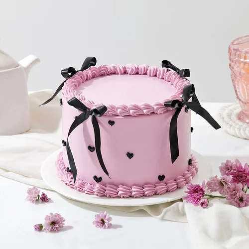 Layers And Bow Cream Cake Delice