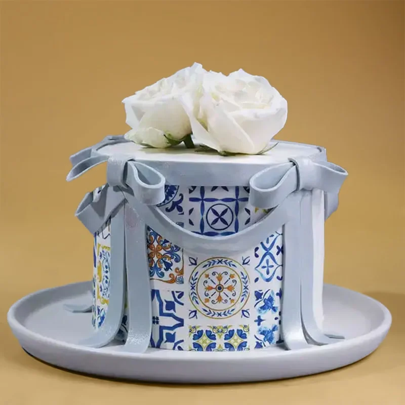 Elegant Floral Ribbon Cake Delice