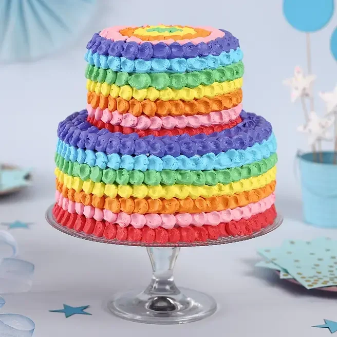 Two Tier Rainbow Truffle Cake Delice 2.5 Kg