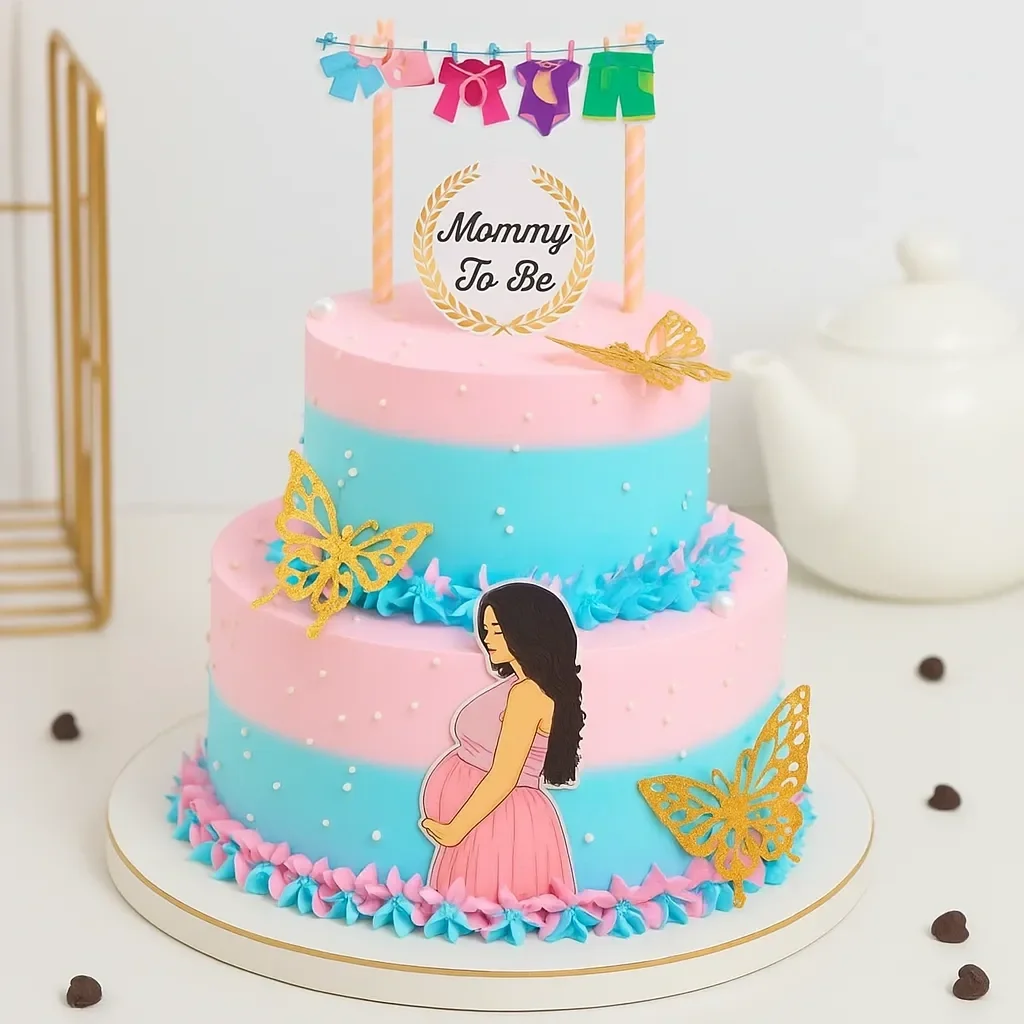 2 Tier Mom To Be Cake Delice 
