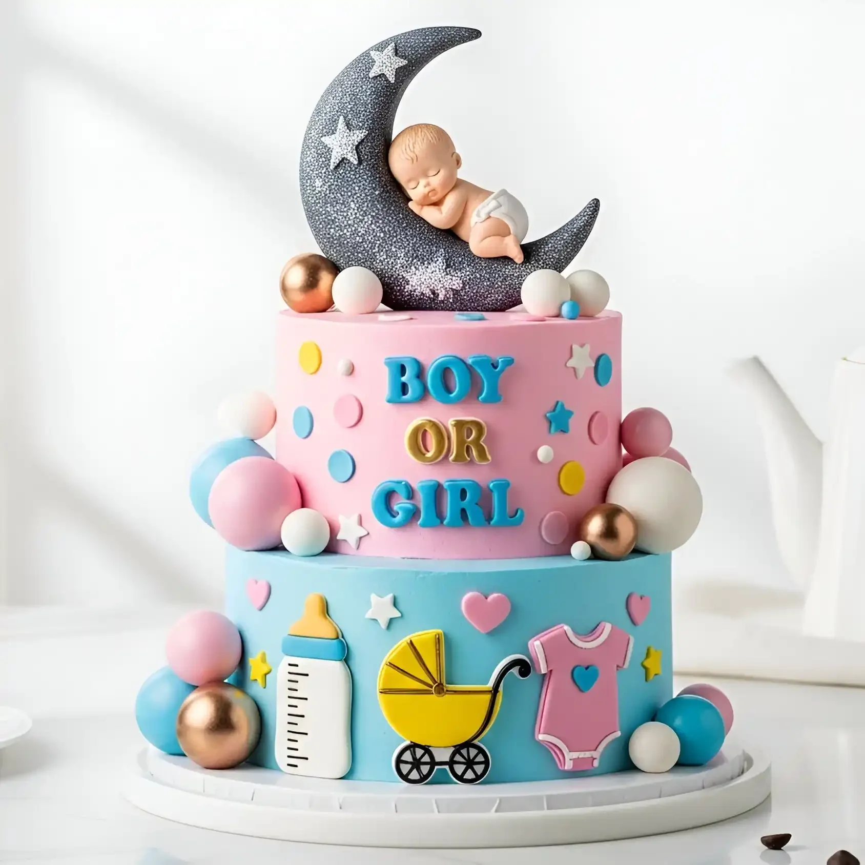Baby Shower 2 Tier Cakes Sweet 