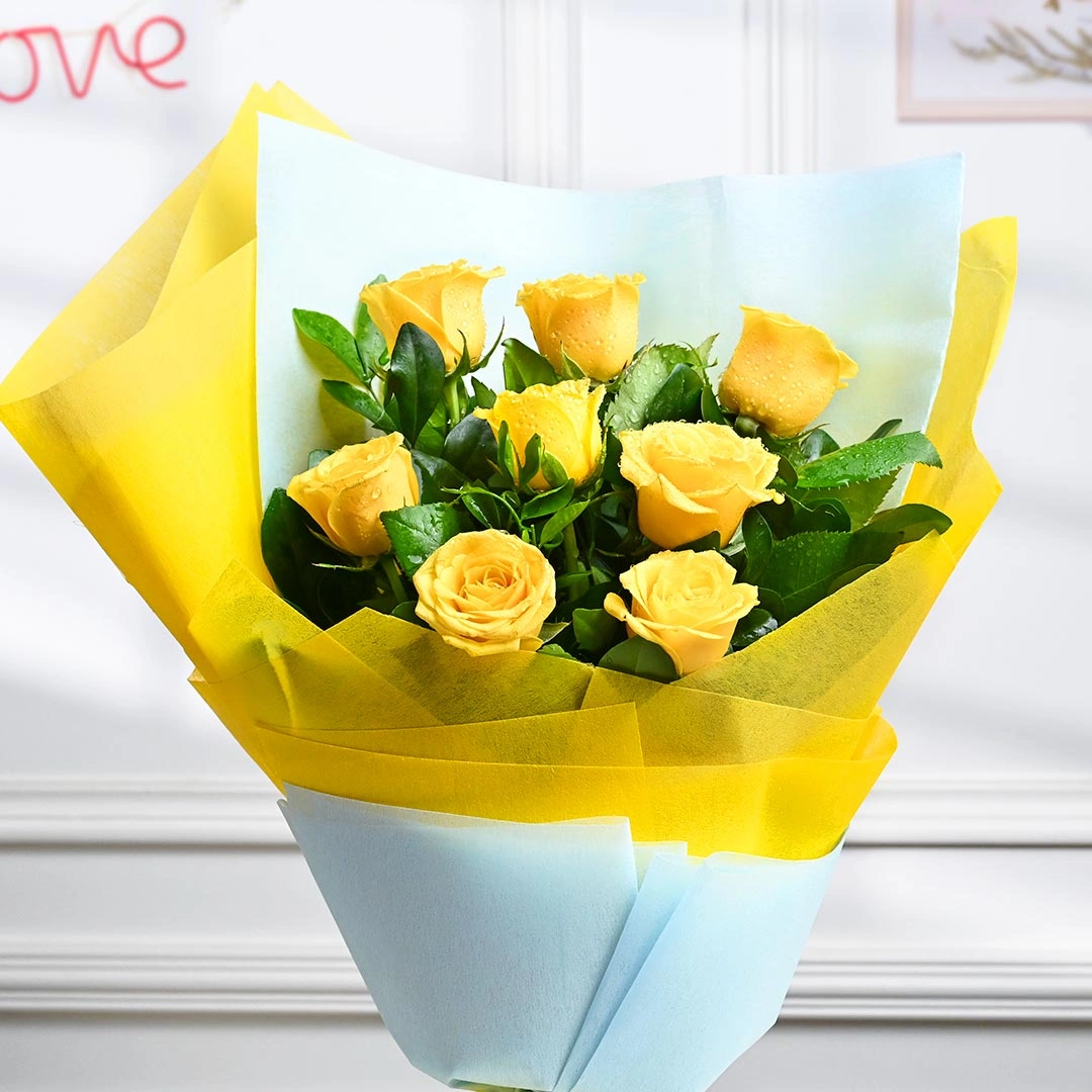 elegantyellowroseswrappedwithloveb