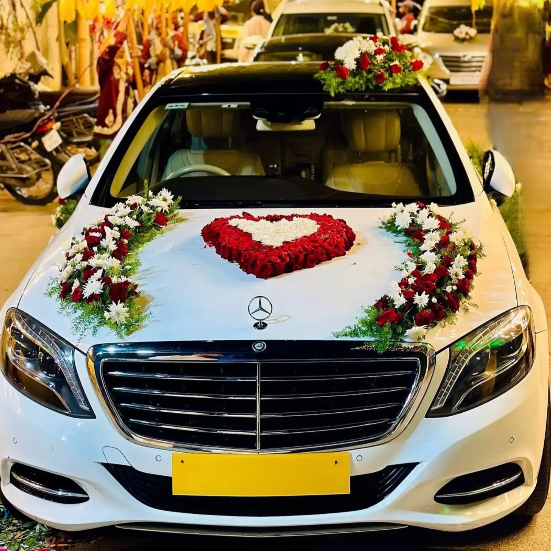 Rose Mercedes Wedding Car Classic Decoration 