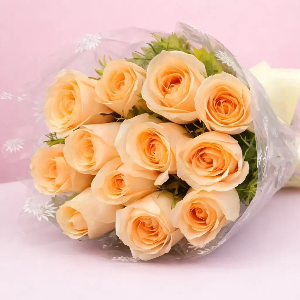 Peach Roses Bouquet Set