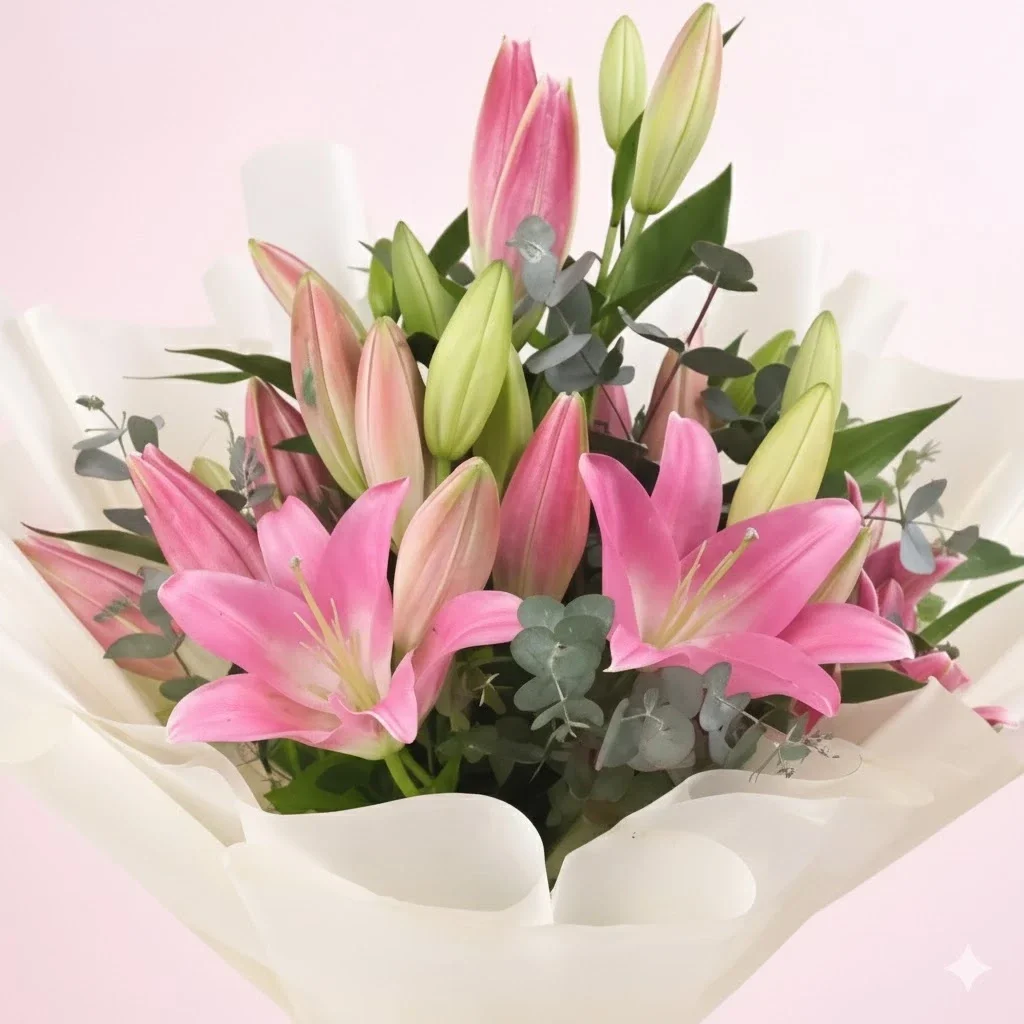 Pretty Pink Lily Bouquet Set