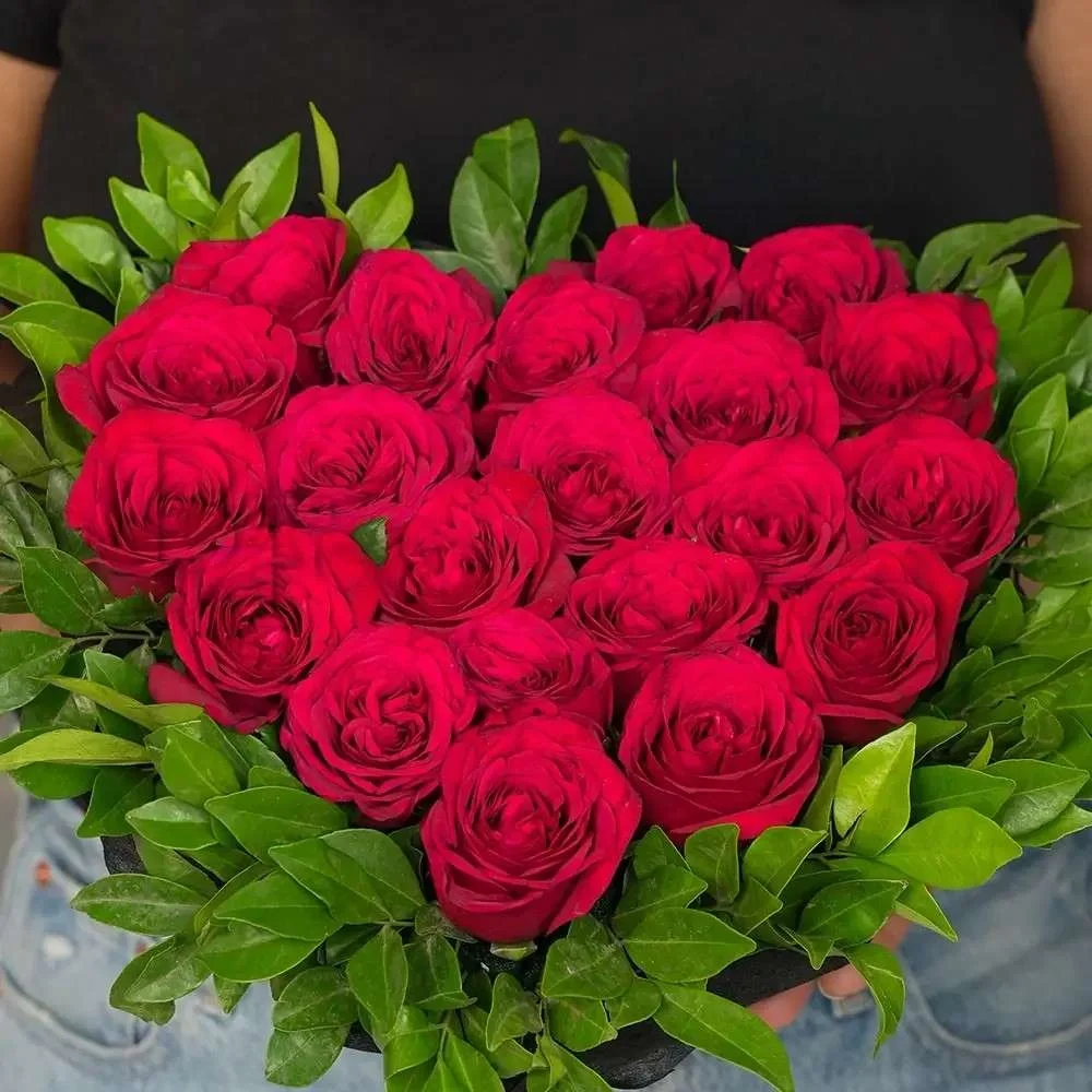 Heart Shaped Passion Rose Arrangement Bouquet 