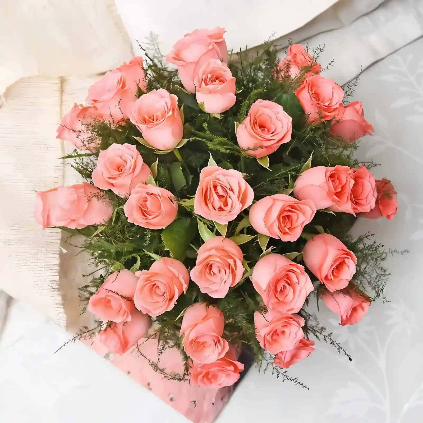 Pink Rose Basket Bouquet