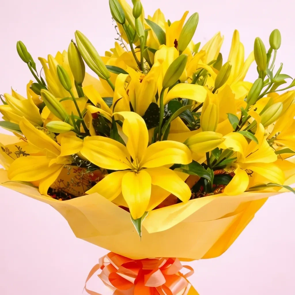 Yellow Lilies Flower Bunches Set