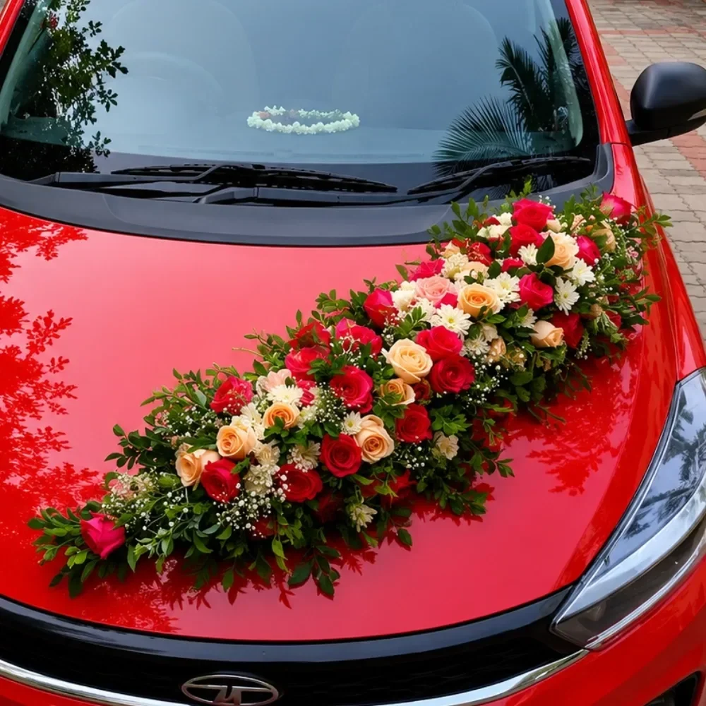Car Decoration with Flowers Set