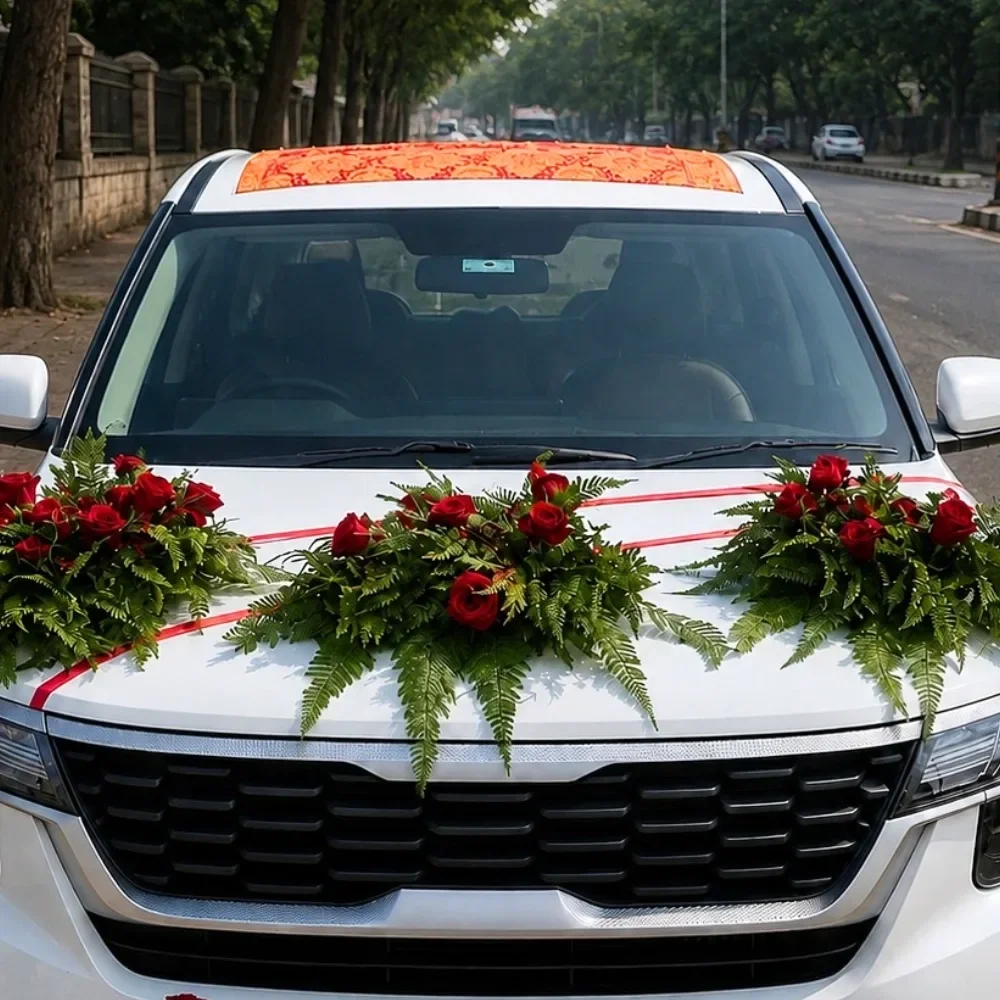 Royal Red Rose Wedding Car Decoration Set