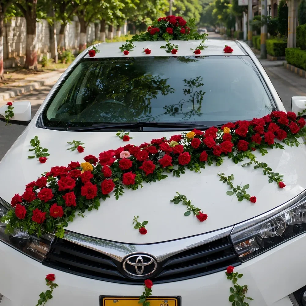 Luxury Red Rose Wedding Car Decoration Set