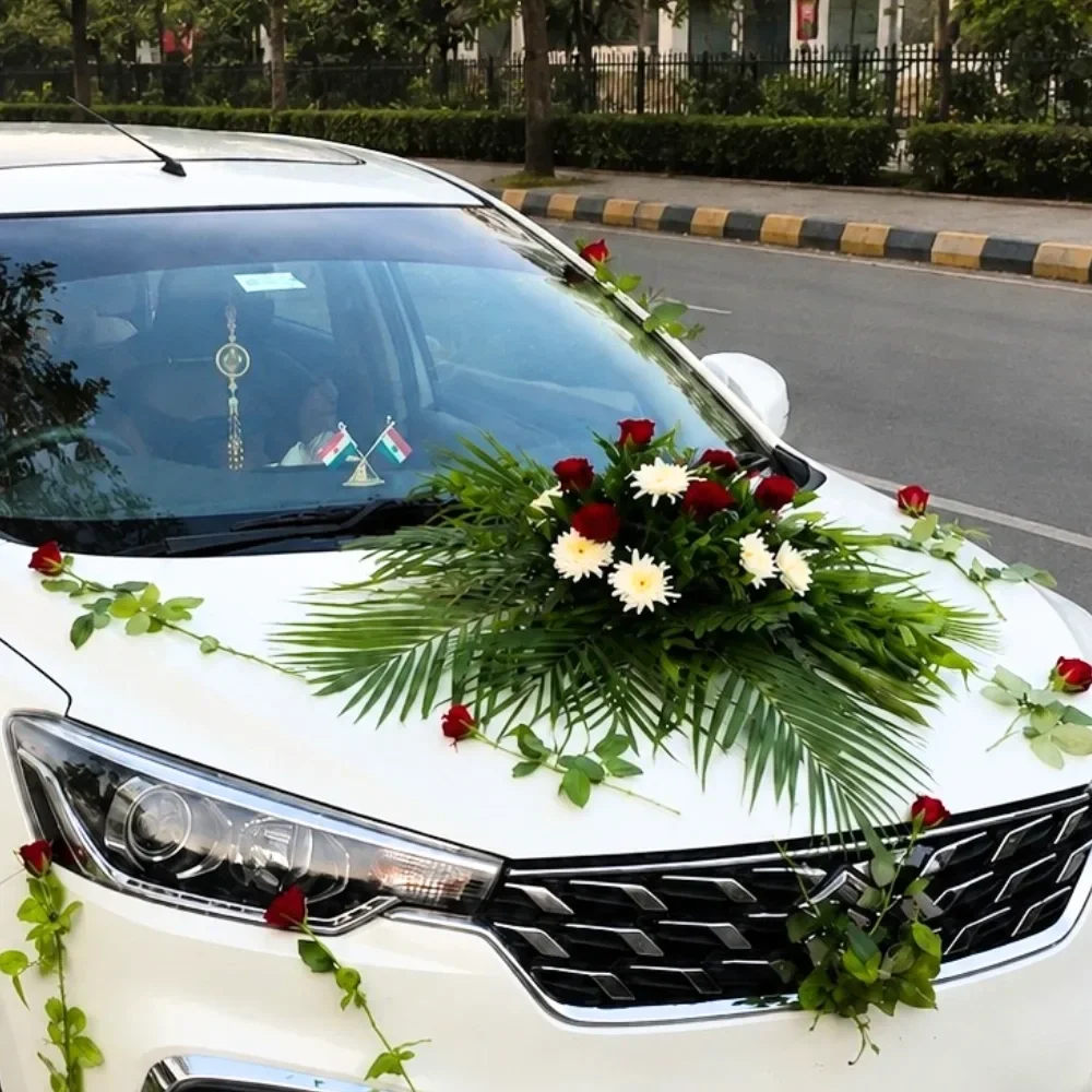 Classic Red Rose Wedding Car Decoration Set