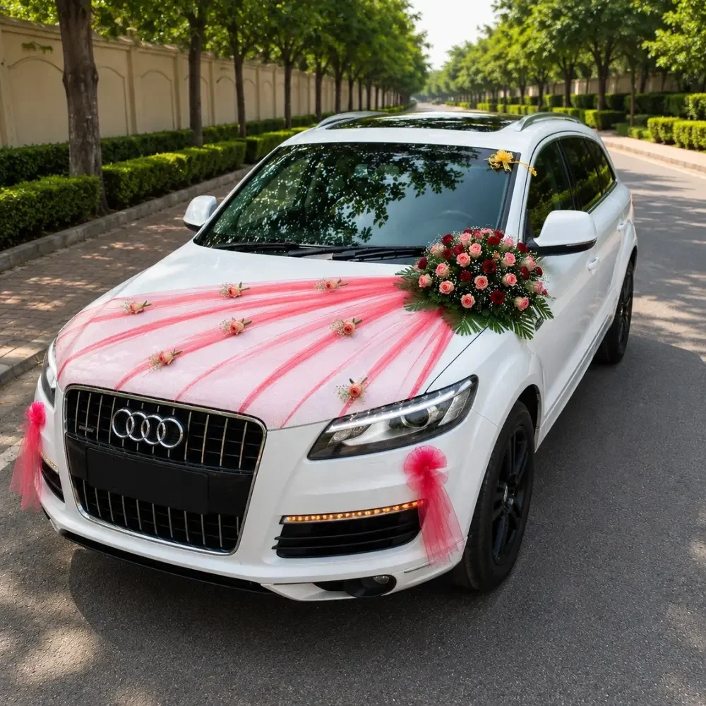 Premium Red Rose Wedding Car Decoration Set