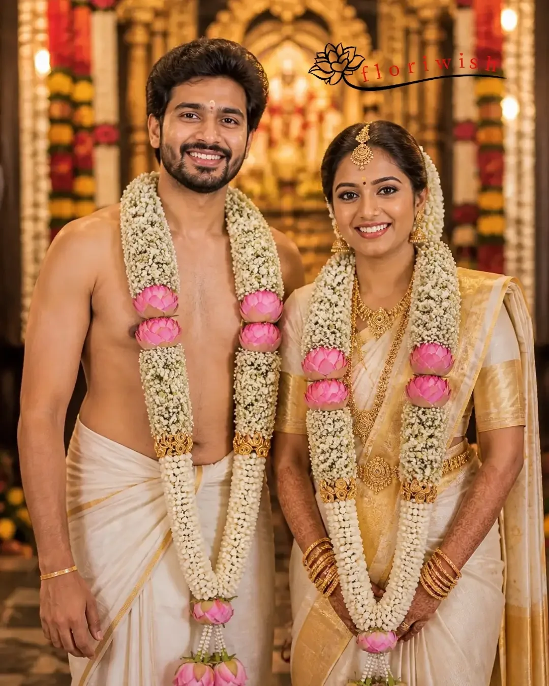 Lotus Baby Breath Mogra Garland