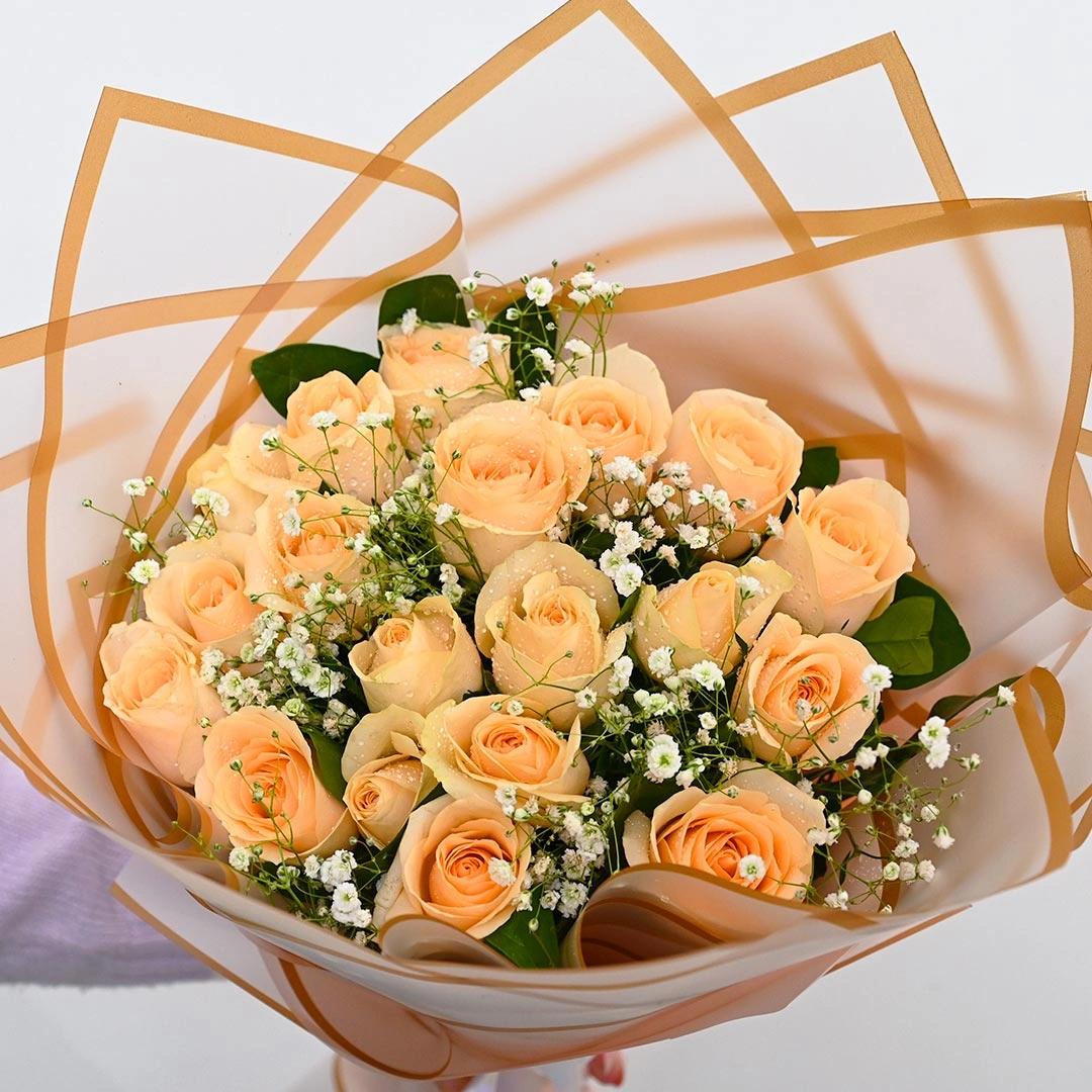 charmingpeachrosesbouquetb