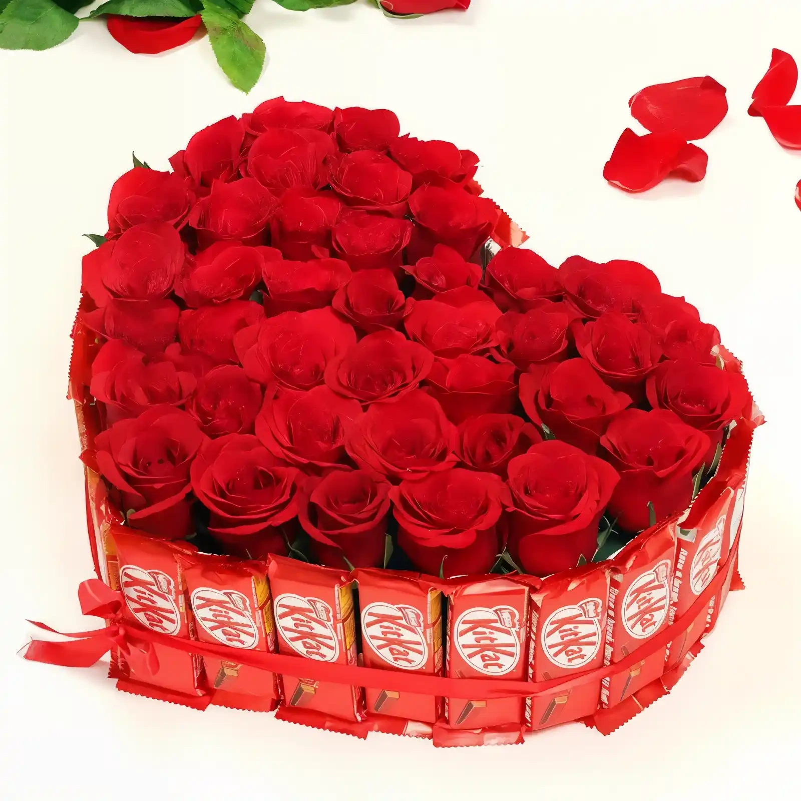 KitKat and Rose Flowers  Heart Box 