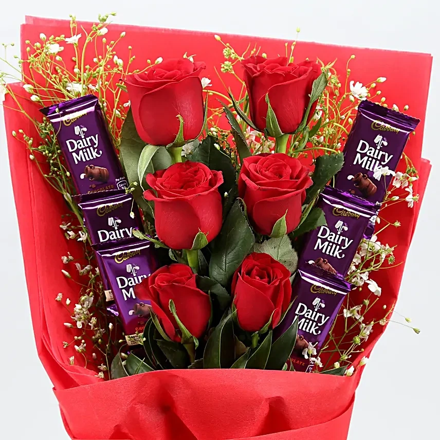 redrosesbouquetwithdairymilkchocolates4