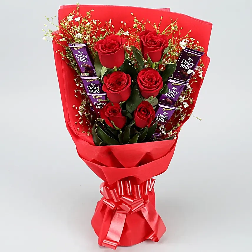 redrosesbouquetwithdairymilkchocolates3