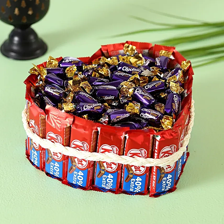Break Apart Kitkat Choclairs Heart Pie Bouquet 