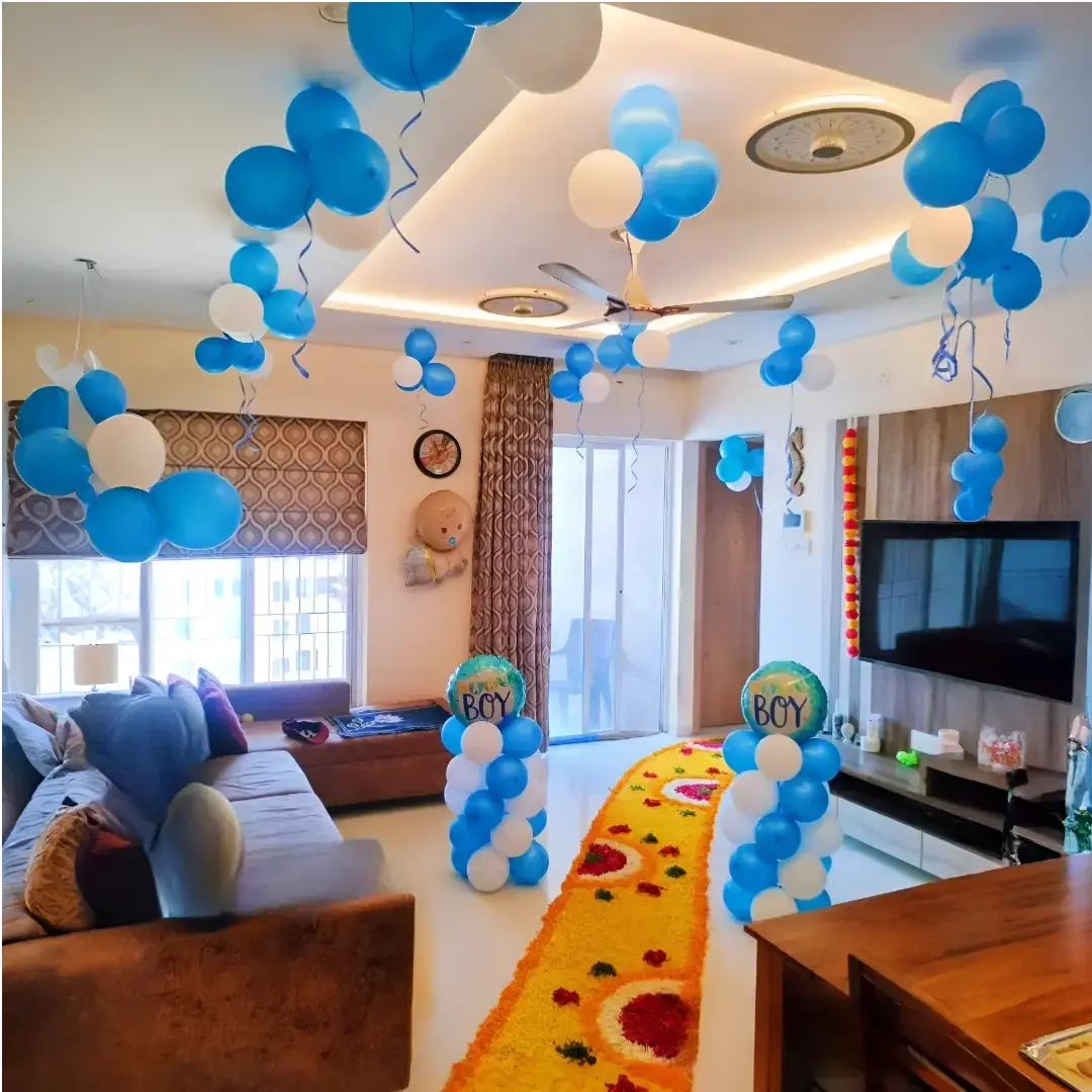 Welcome Little Flower and Balloon Decoration Setup