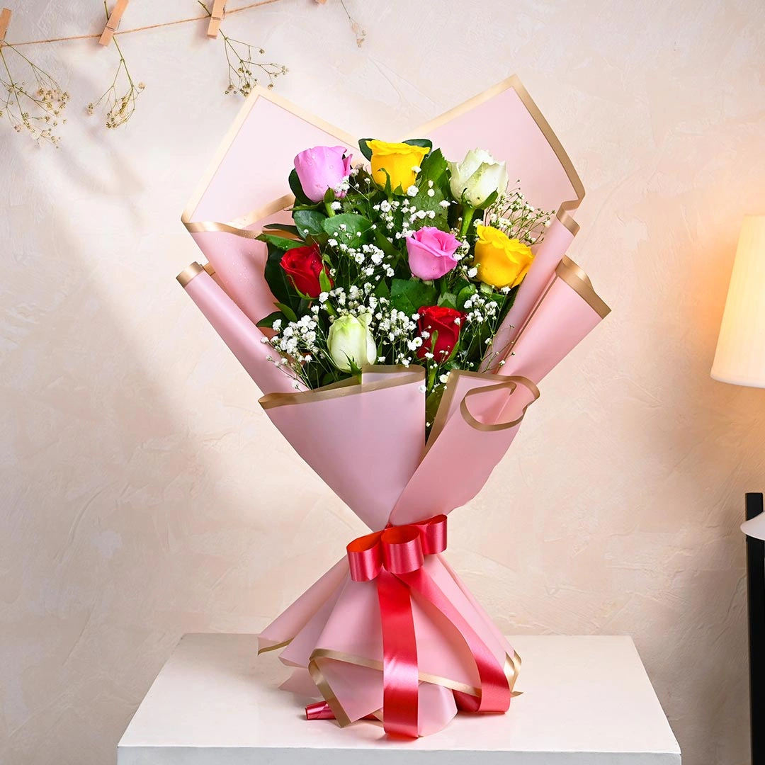 A Rosy Blush Of Fresh Mixed Roses  Bouquets 