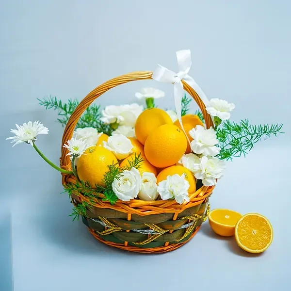 Floral Orange Basket Set 