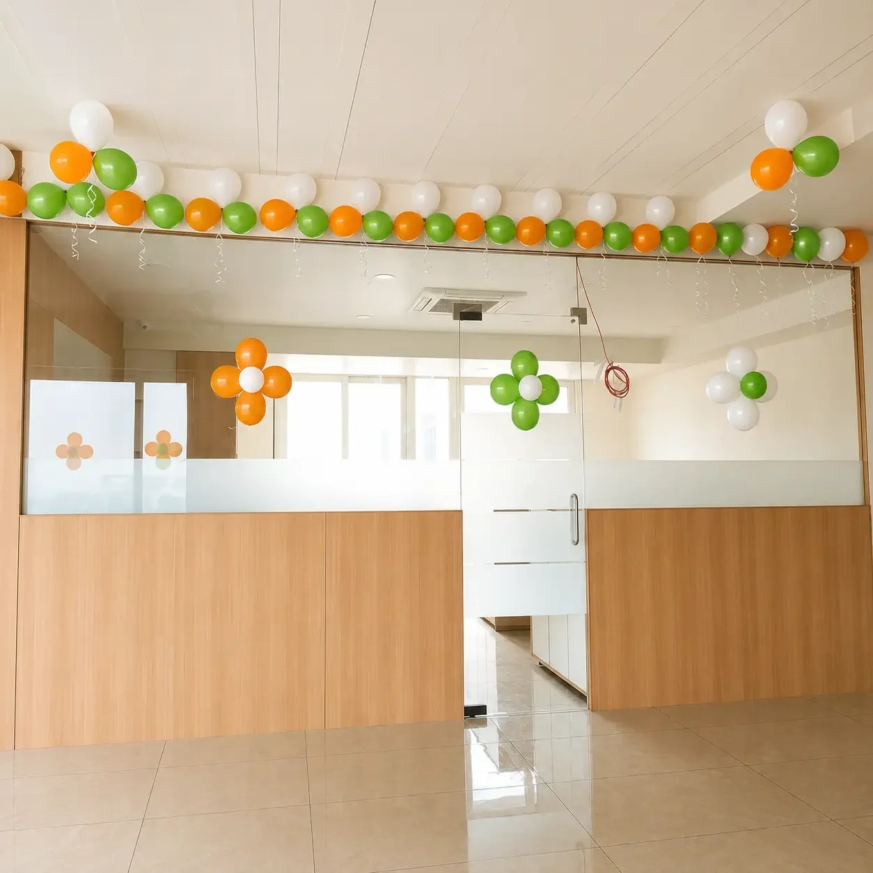 Tricolor Office Decoration Setup 