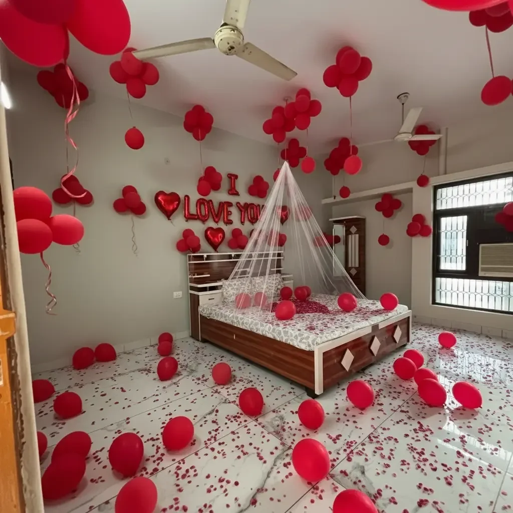 Romantic Bedroom Anniversary Decoration Setup — view 3 of 3