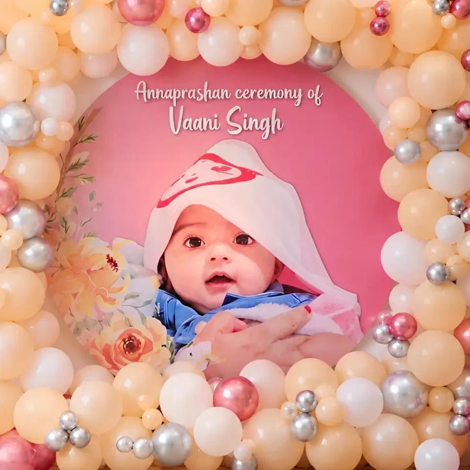 Premium Round Balloon Decoration for Annaprashan Setup