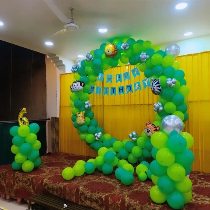 Kids Jungle Birthday Decor Setup 