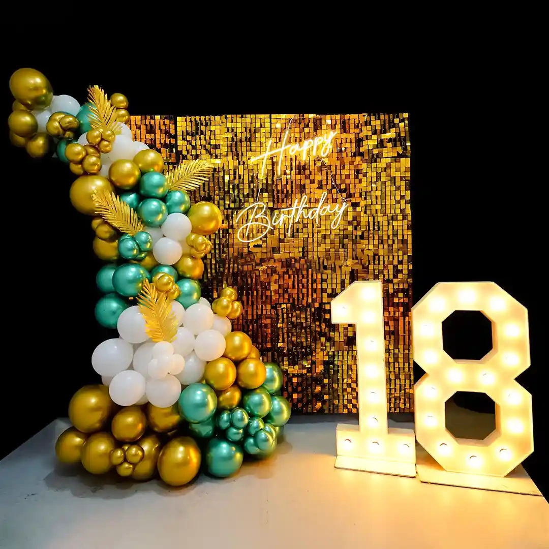 Golden Green Sequin Birthday Decor Set 