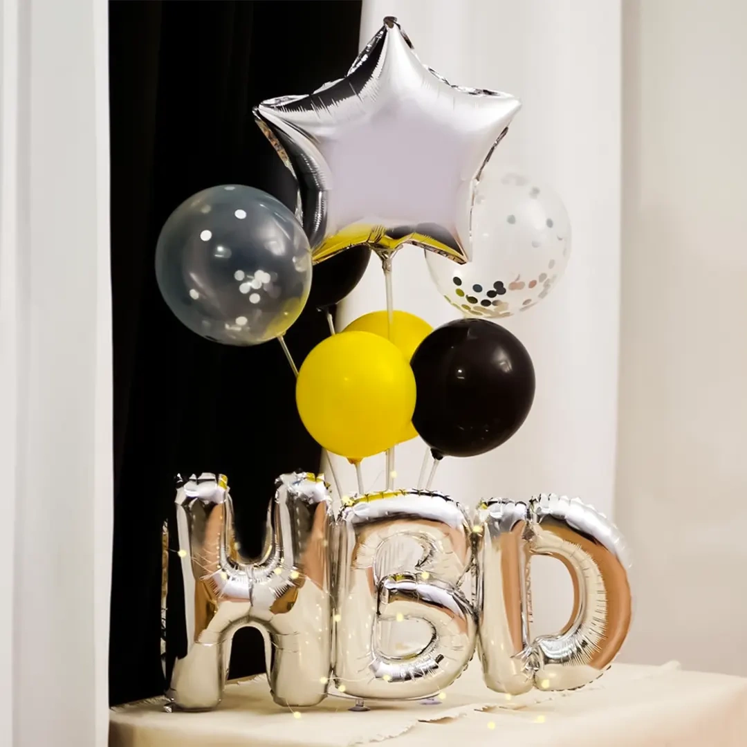 Silver Surprise HBD Balloon Bouquet Set 
