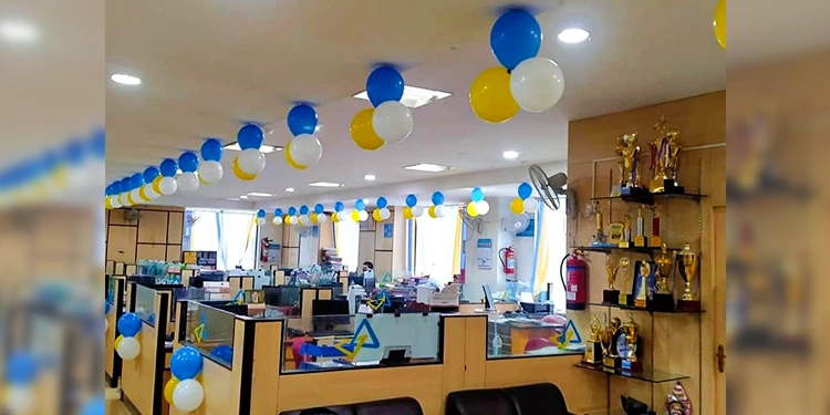Blue-Yellow-White Balloons Office Decor Set 