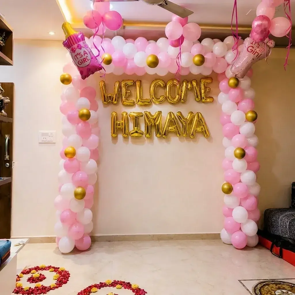 Welcome Baby Girl Decoration Setup