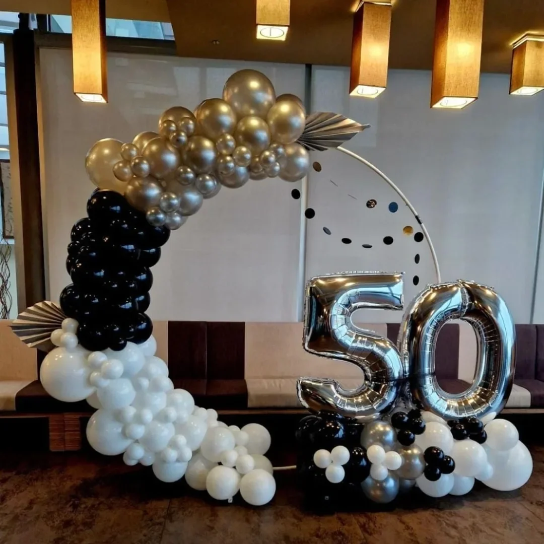 Black and Gold 50th Birthday Balloon Decor Set 