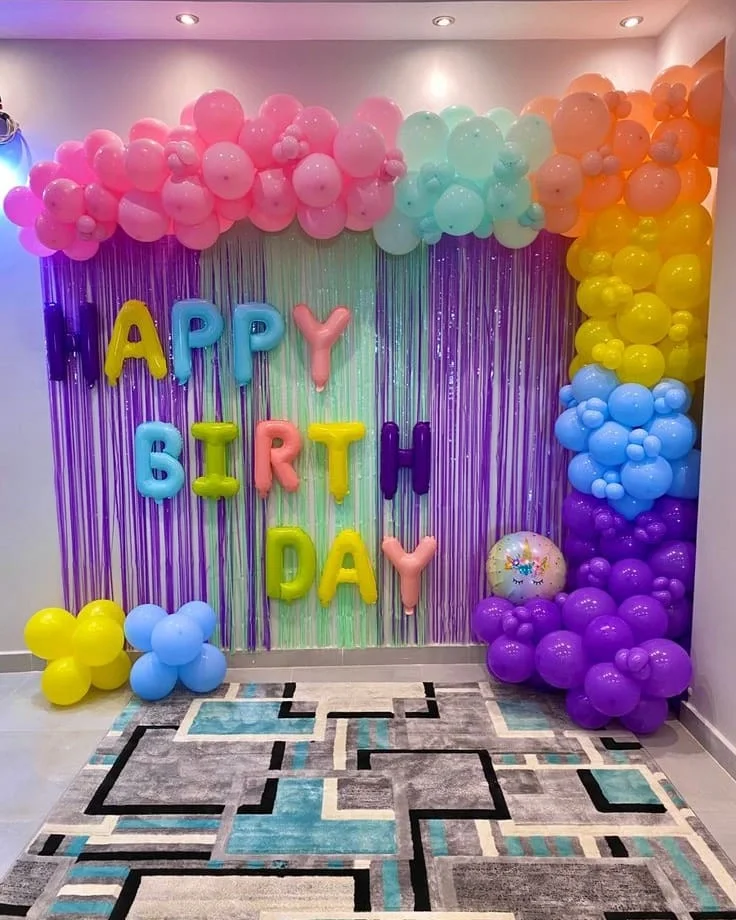 Rainbow-Themed Happy Birthday Backdrop Set 