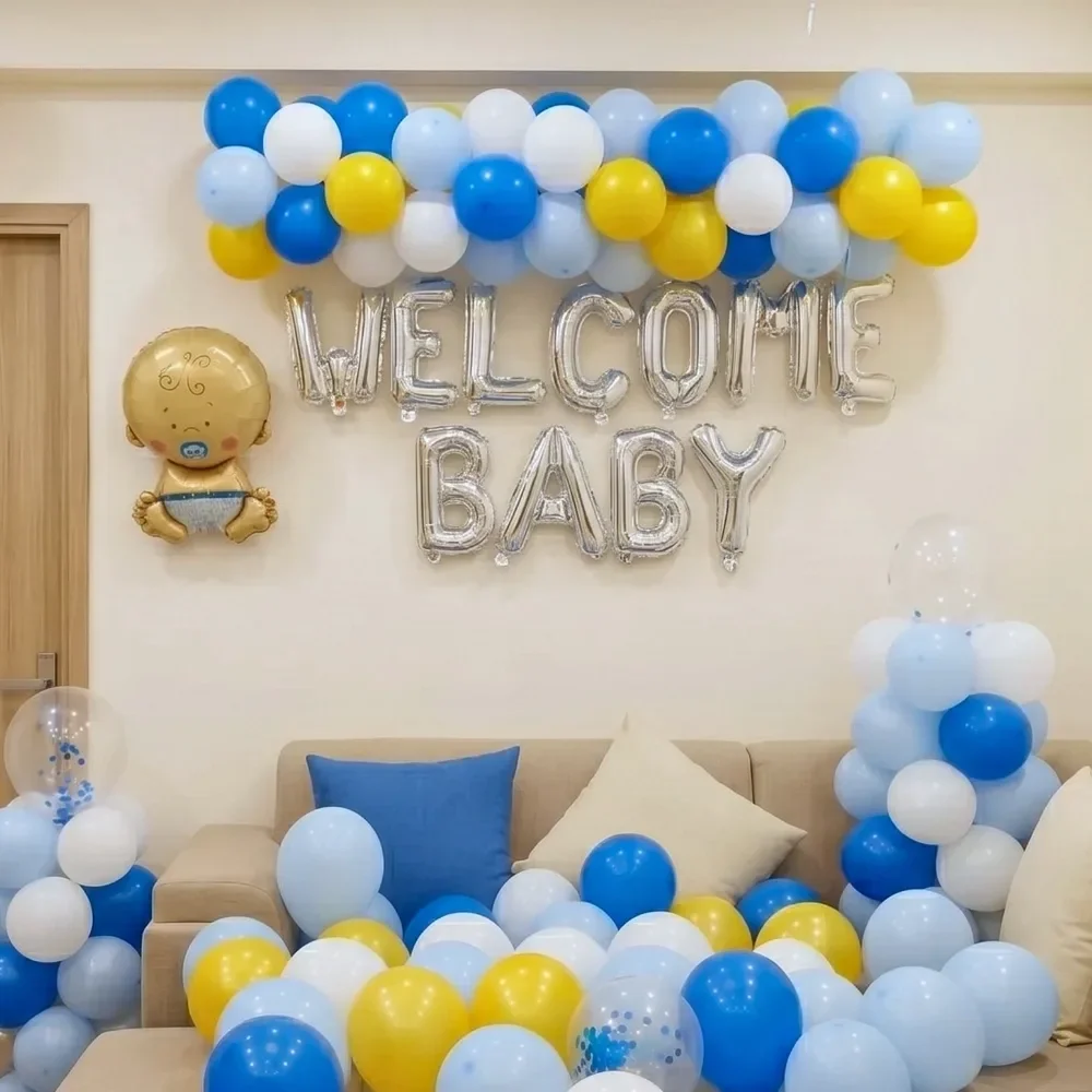 Baby Boy Homecoming Balloon Decoration Setup 