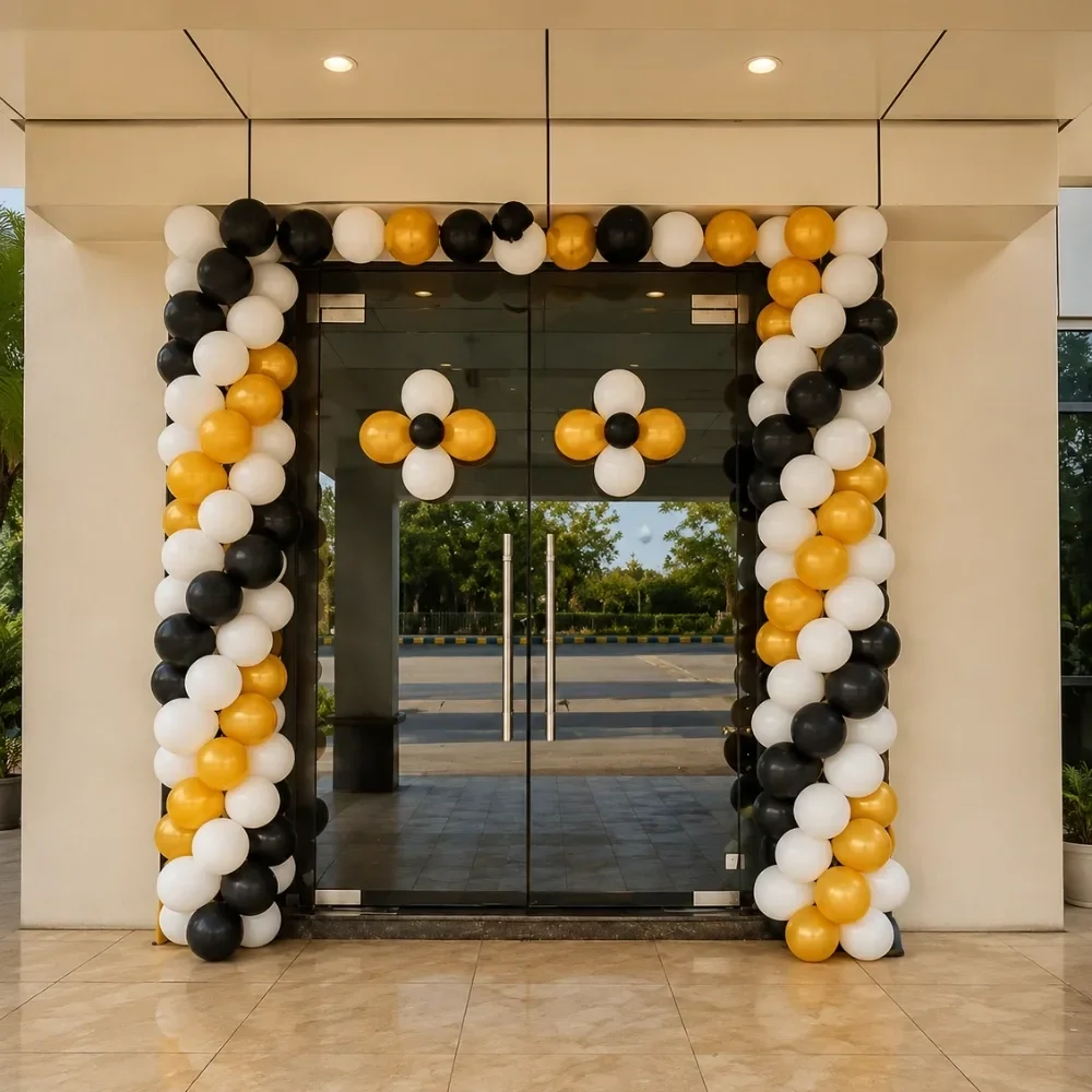 Black and Golden Stage Decoration Setup