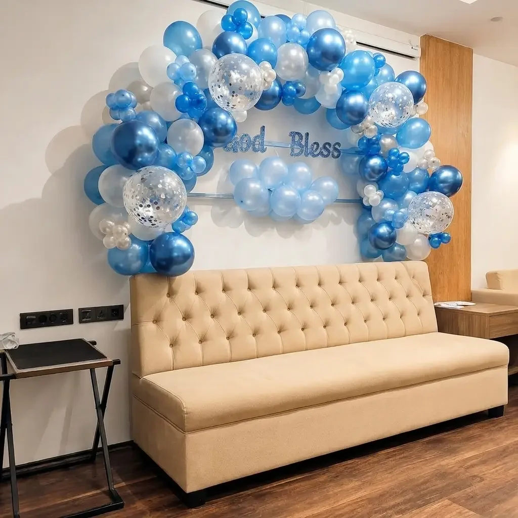 God Bless Balloon Arch Setup
