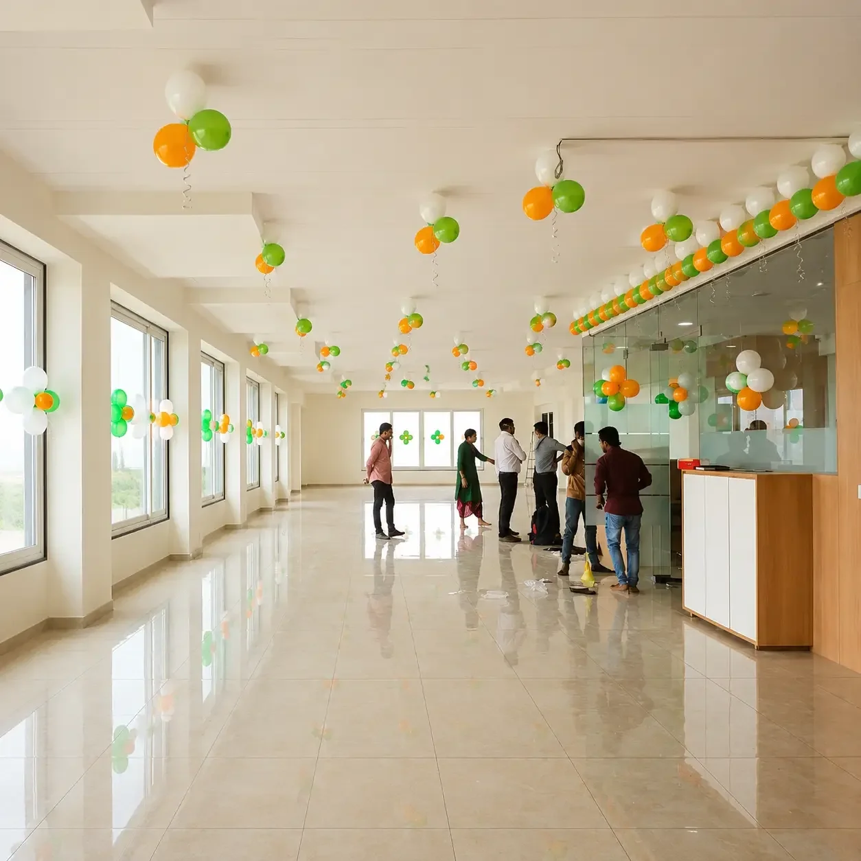 Tricolor Office Decoration Setup 