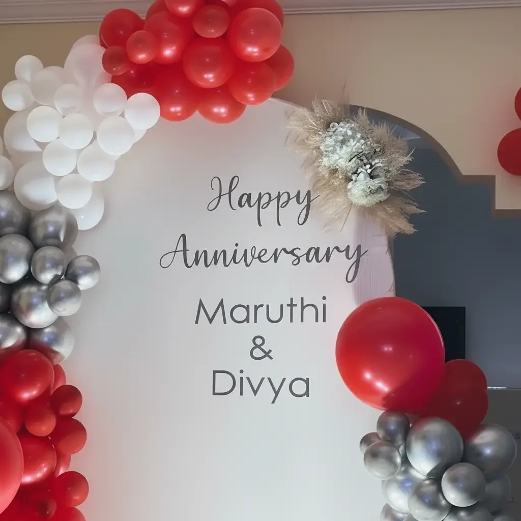 Happy Anniversary Backdrop Decoration Setup — view 2 of 3