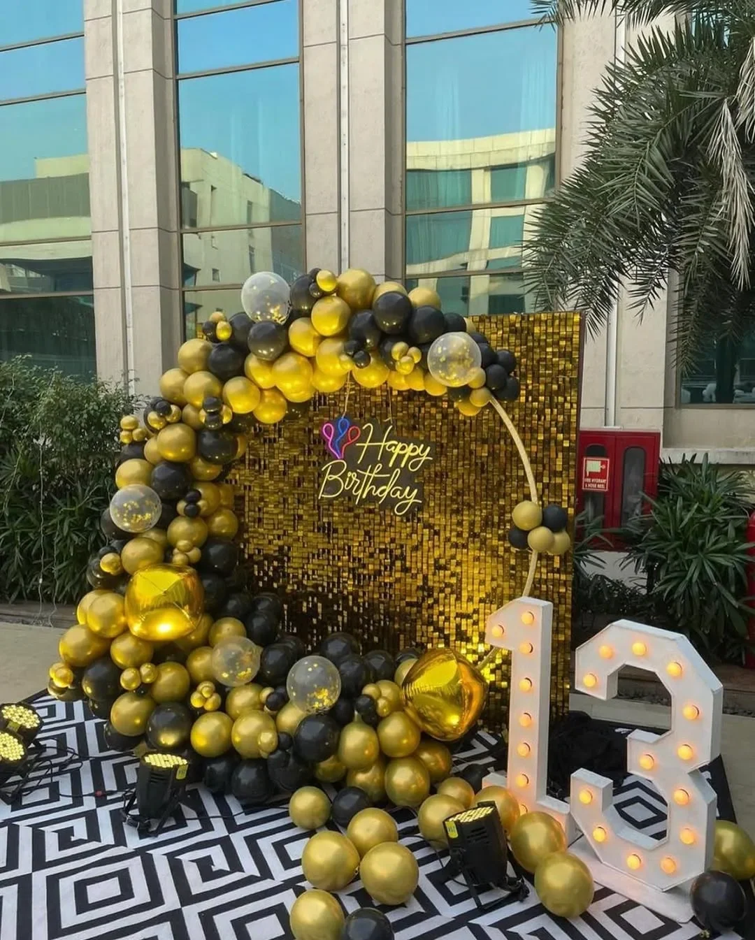 Luxury Black and Gold Birthday Setup Decor 