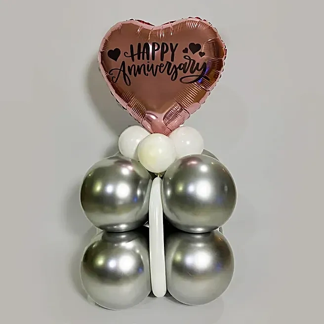 Happy Anniversary Silver Balloon Bouquet Set 