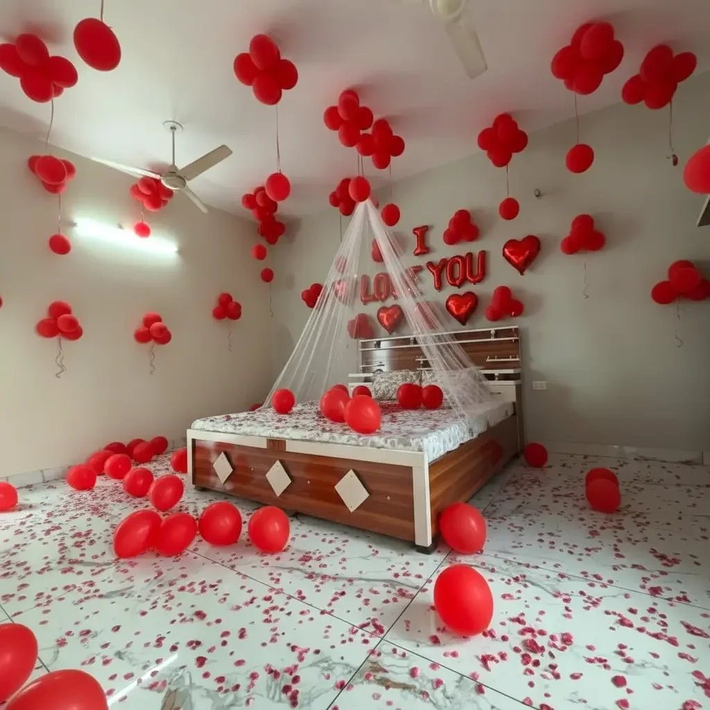Romantic Bedroom Anniversary Decoration Setup — view 2 of 3