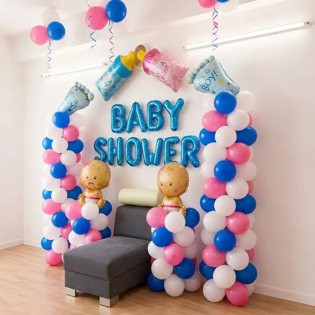 Simple Godh Bharai Decor Setup 