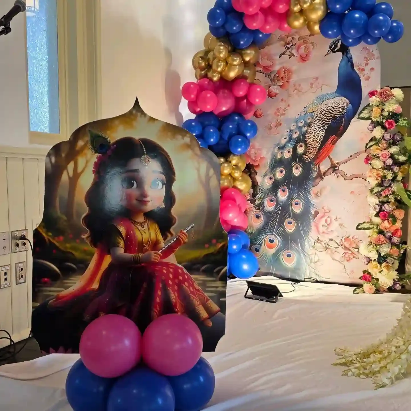 Radha Krishna Theme Baby Shower Decor Setup — view 2 of 3