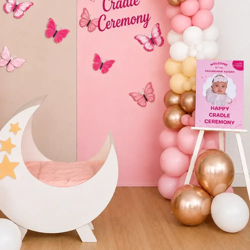 Elegant Cradle Ceremony Decoration Setup