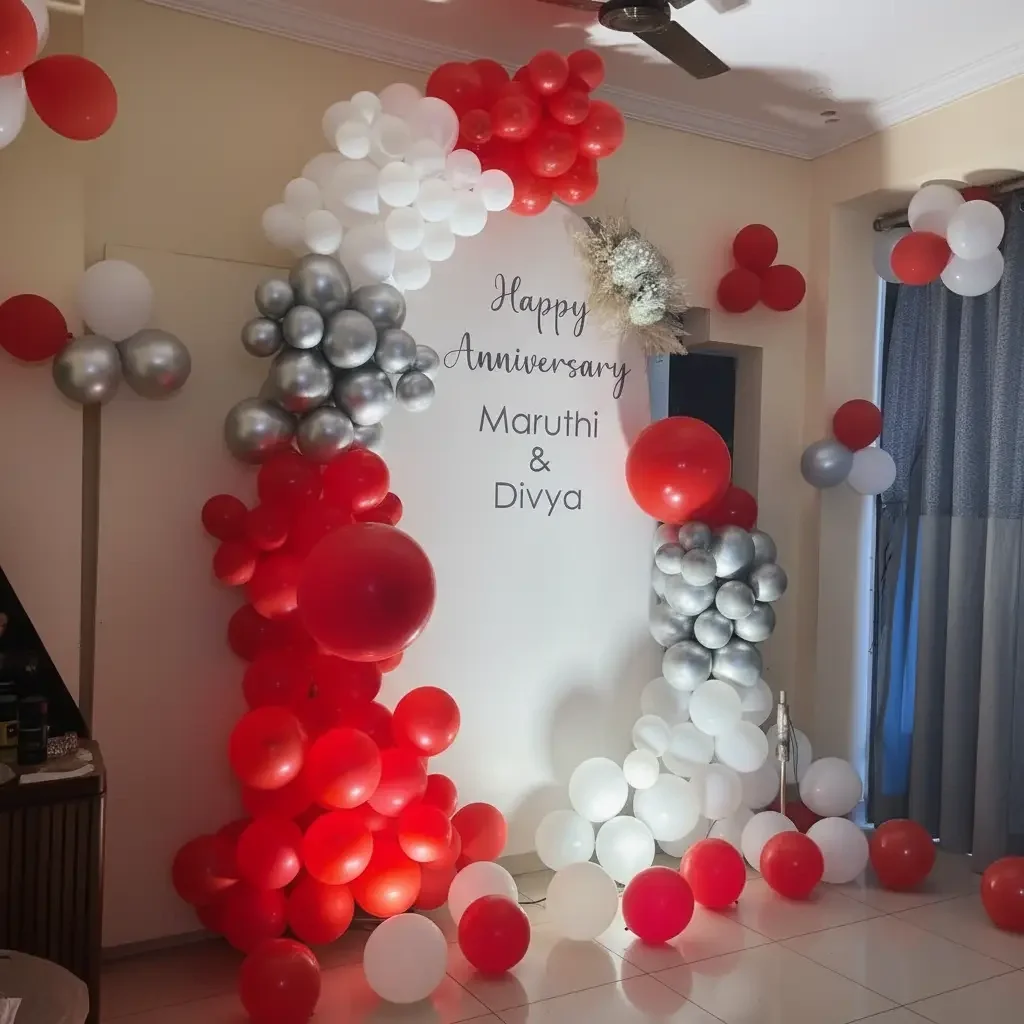 Happy Anniversary Backdrop Decoration Setup — view 3 of 3